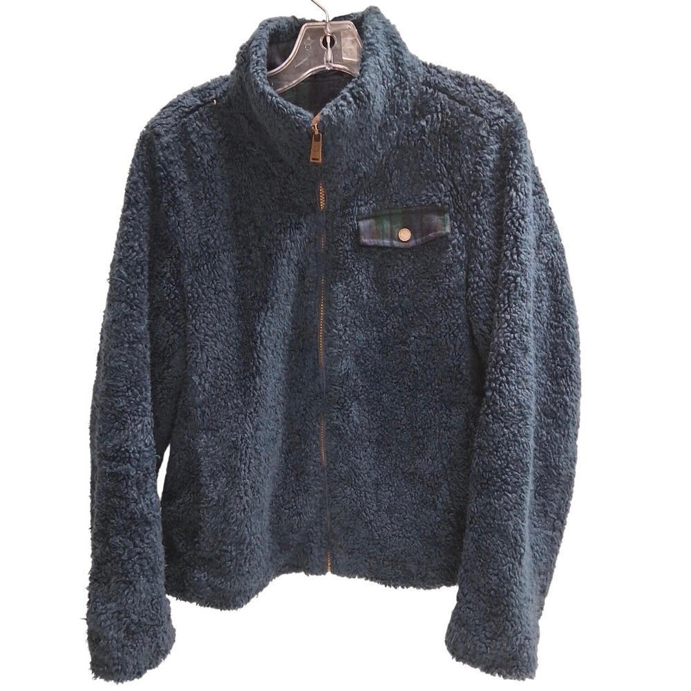 Pendleton Fleece Blue Jacket Full Zip Plaid Pocket Blue Green Women's Medium